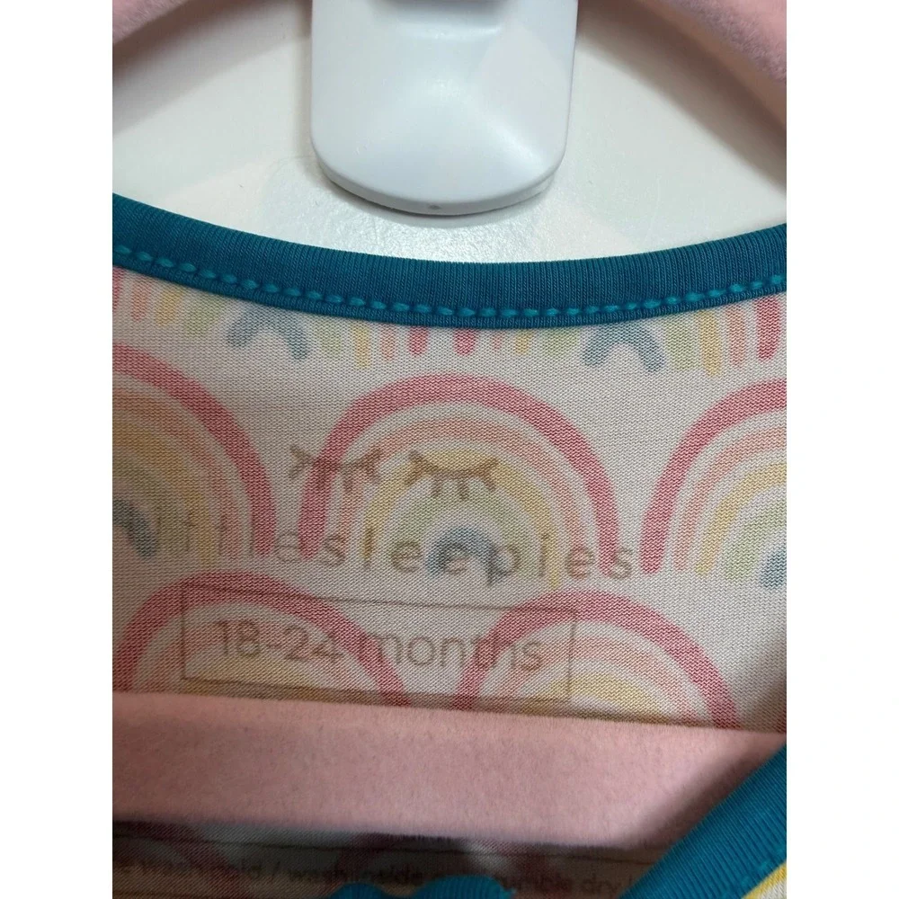 34.Little Sleepies Rainbow Bamboo Zippy Pajamas 18-24 Months Teal Trim LS